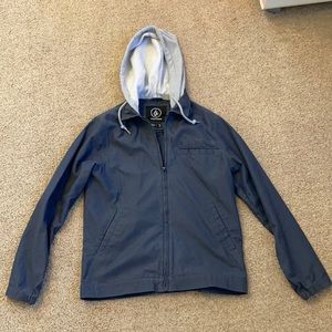 volcom hooded gray jacket size men’s small